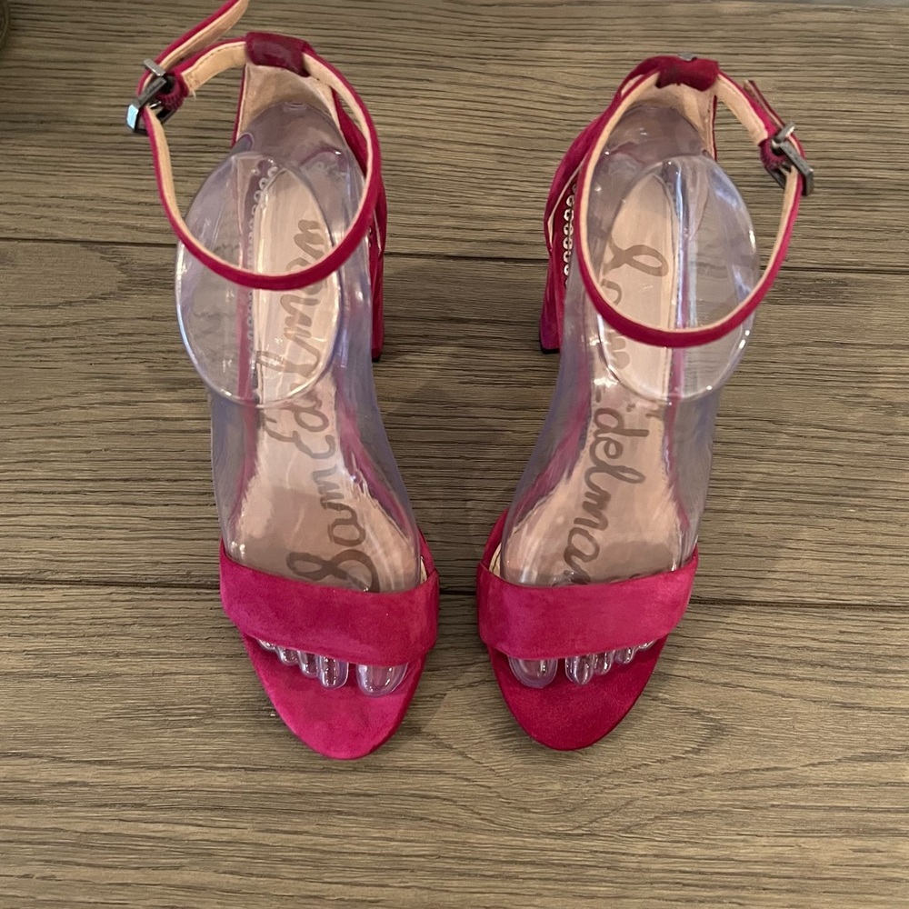 Sam Edelman Yaro Block Heel Sandal | Fuchsia Suede | Size 7 - Picture 8 of 13
